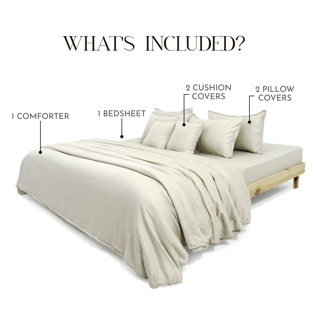 Zarf Egyptian Cotton Bedding Set Of 6 For Single Size Bed - Bisque