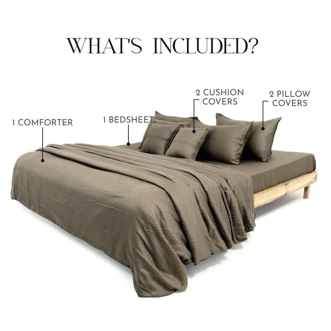 Zarf Egyptian Cotton Bedding Set Of 6 - Chestnut