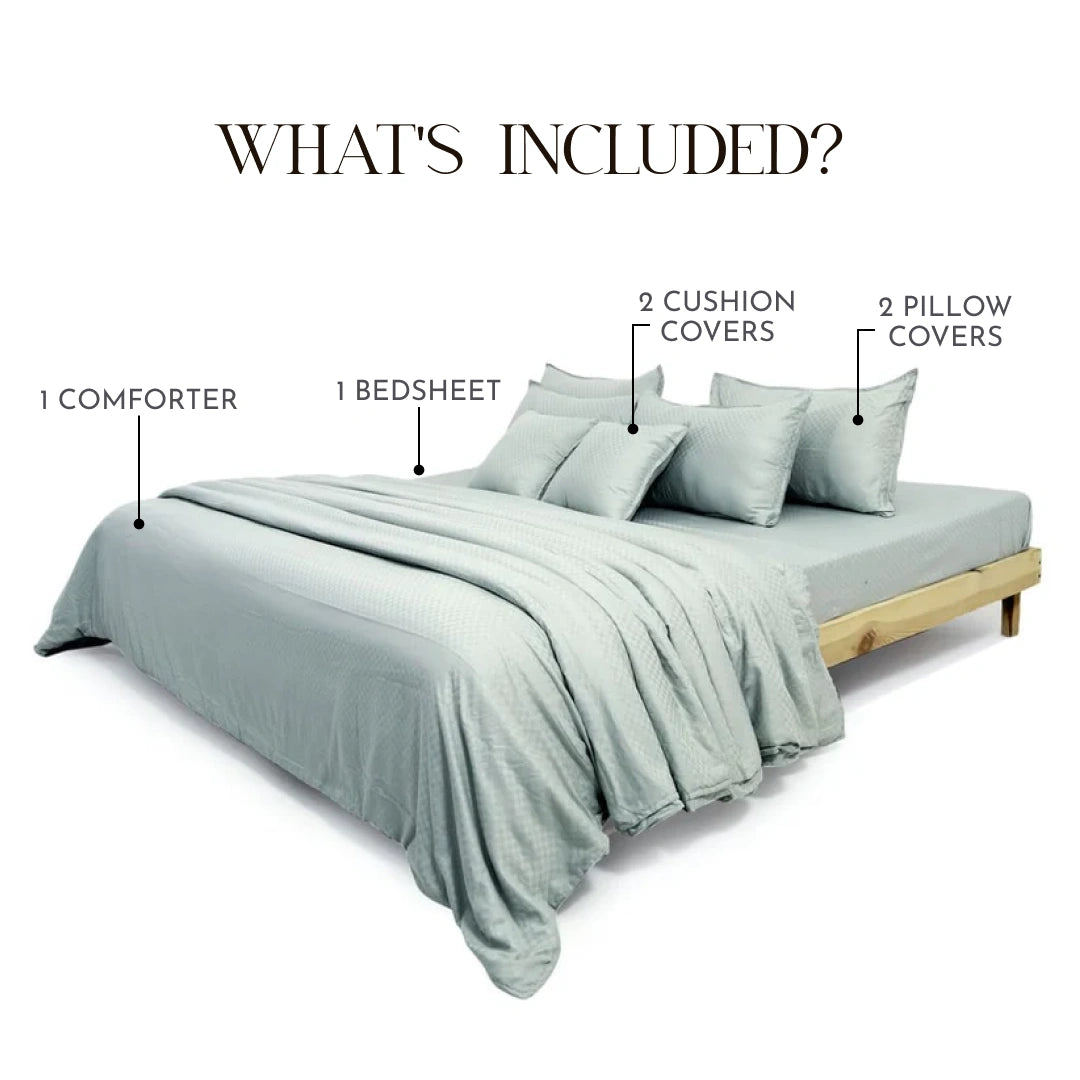 Zarf Egyptian Cotton Bedding Set Of 6 - Azure