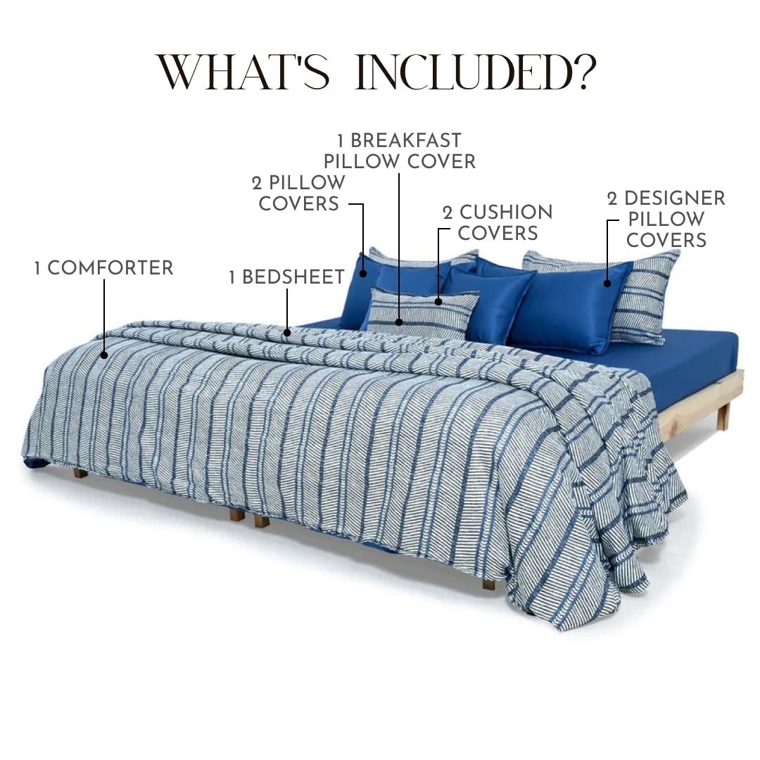 Zarf AC Comforter Bedding Set Of 9 - Reef