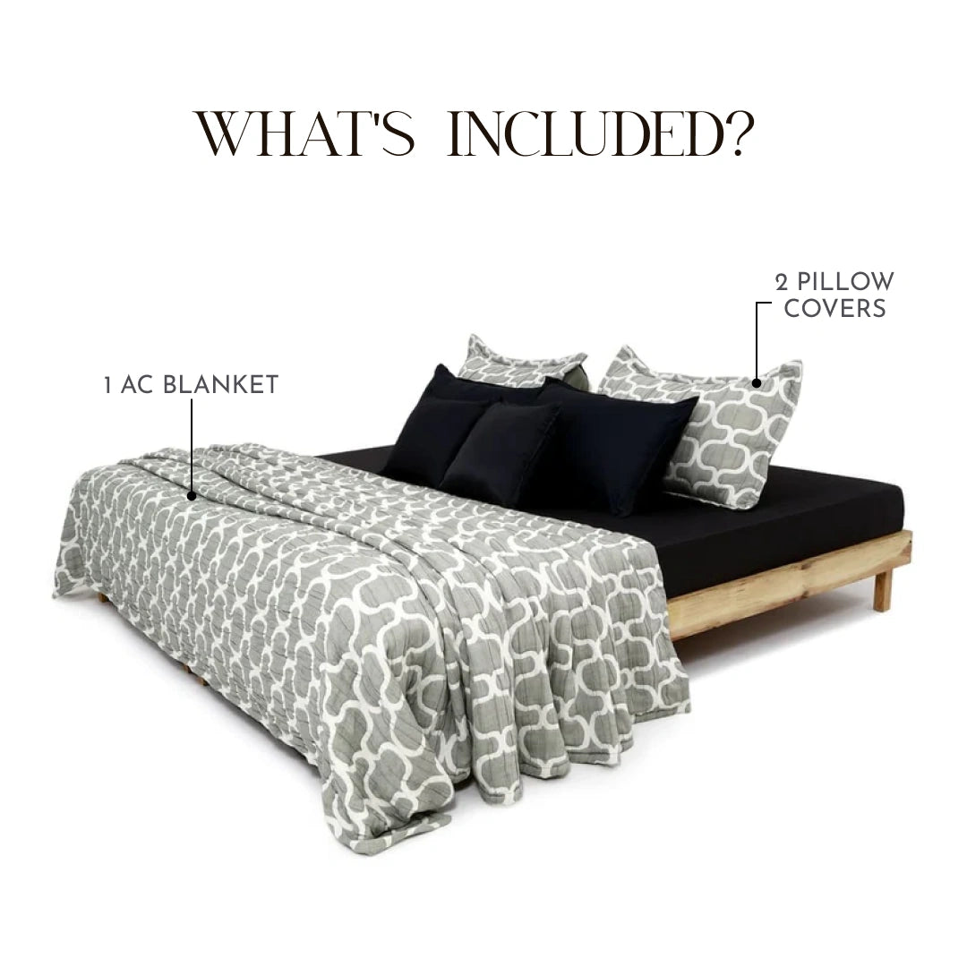 Zarf California King Size Plush Cotton AC Blanket With 2 Pillow Cases - Earthveil