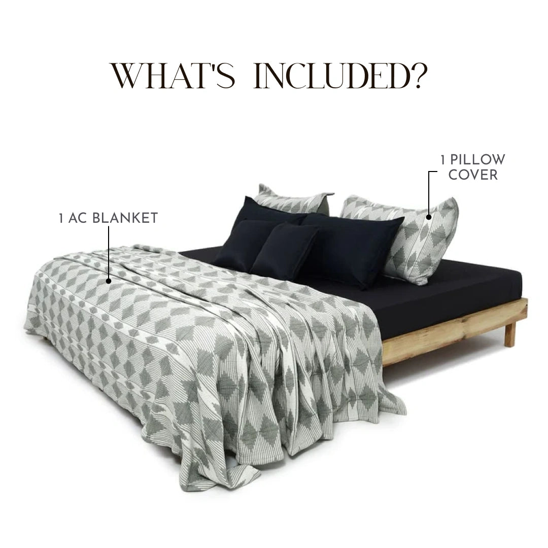 Zarf Plush Baby Size AC Blanket With One Cushion Cover - Lunar Dust