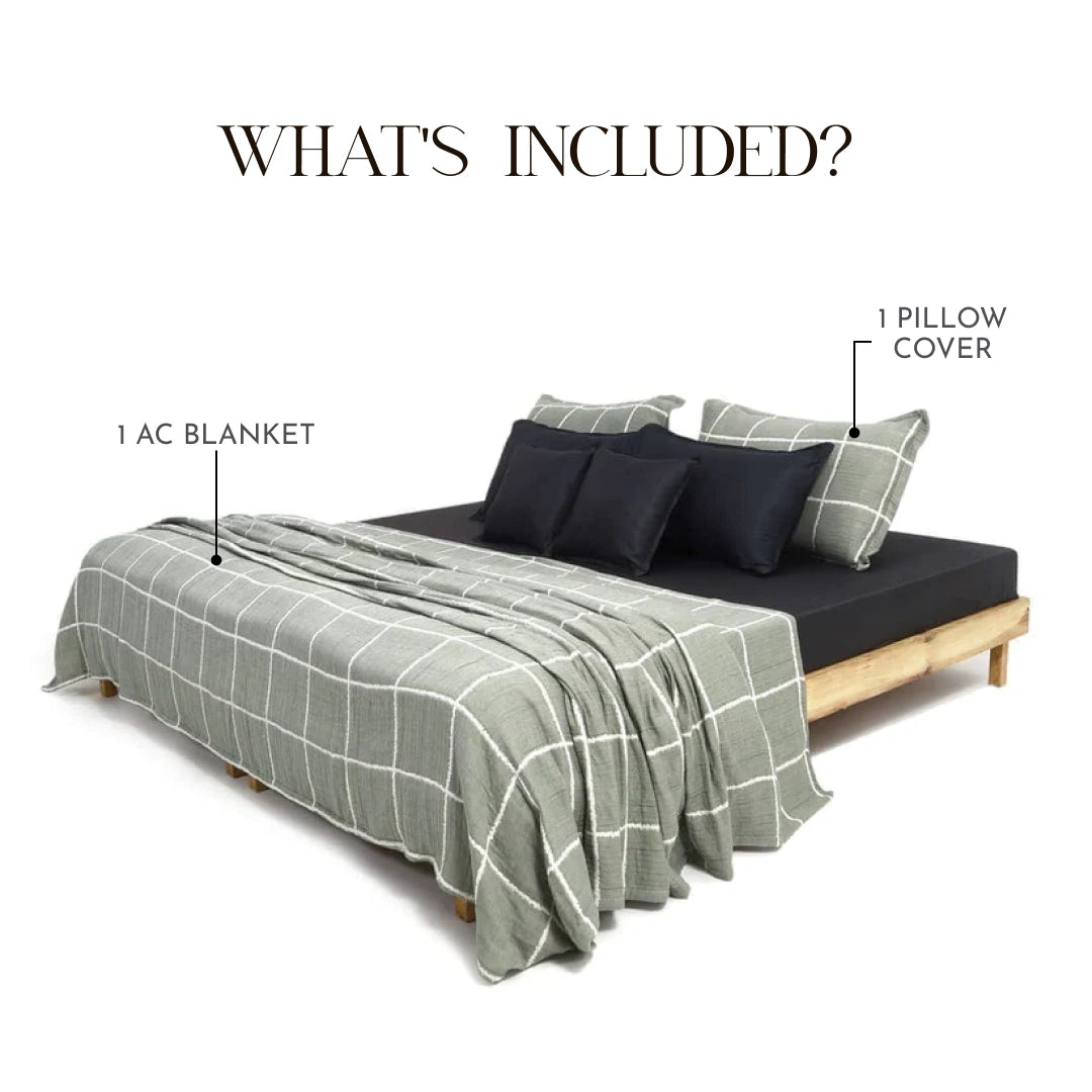 Zarf Plush Baby Size AC Blanket With One Cushion Cover - Moonstone