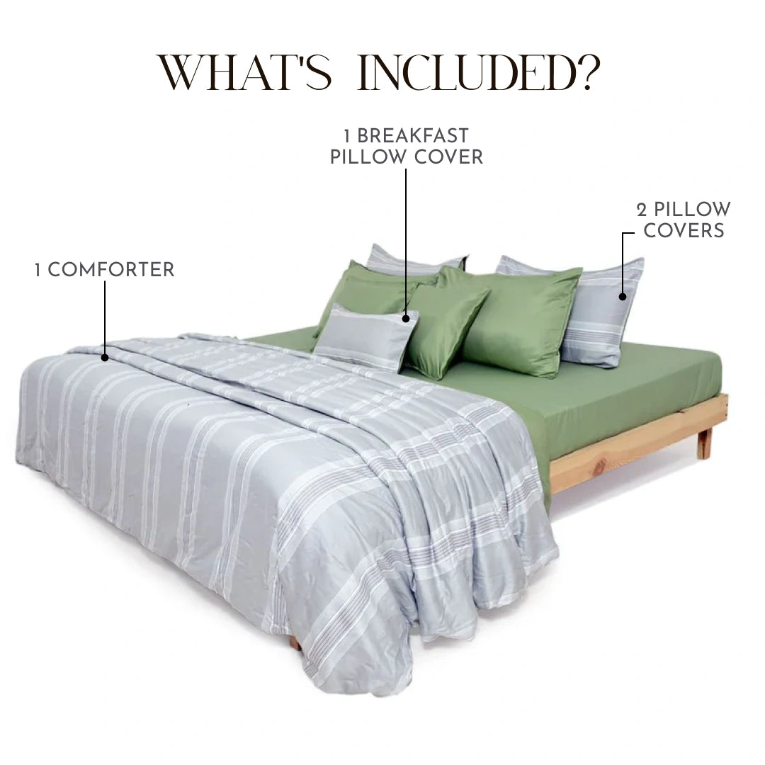 Zarf AC Comforter With 2 Pillow Cases and 1 Breakfast Pillow - Thyme