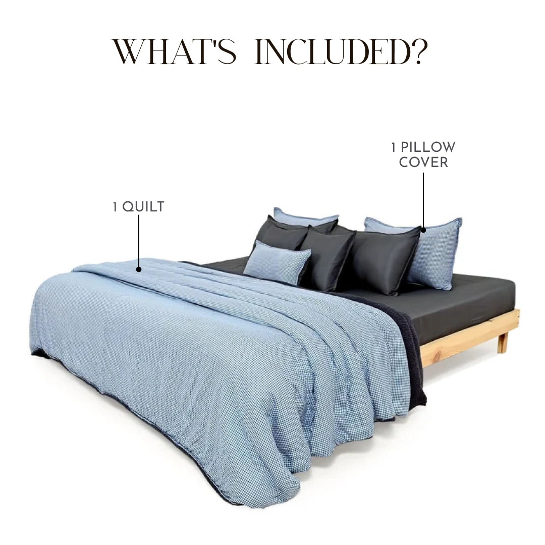 ZARF Reversible Baby Size Quilt With 1 Pillowcase - Gingham