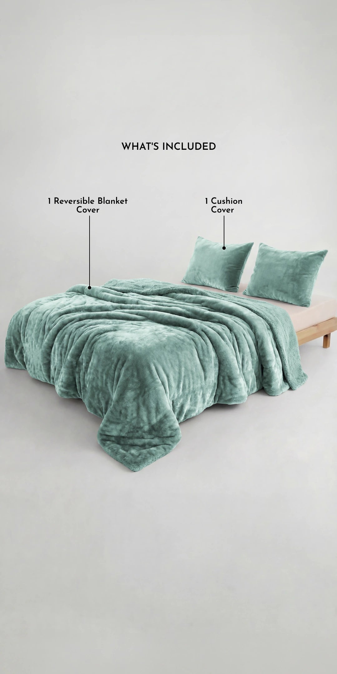 Zarf Reversible Baby Size Blanket Cover With 1 Cushion Cover - Moss