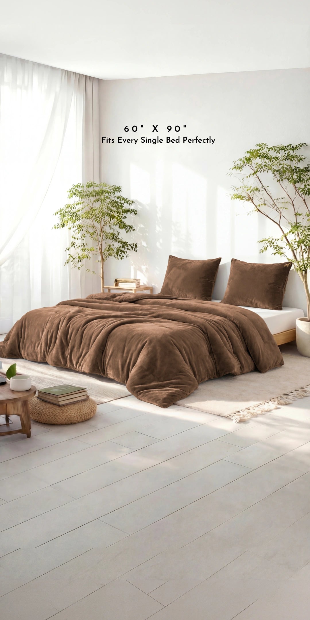 Zarf Reversible Blanket Cover For Single Size Bed With 2 Cushion Covers - Rustic Cocoa