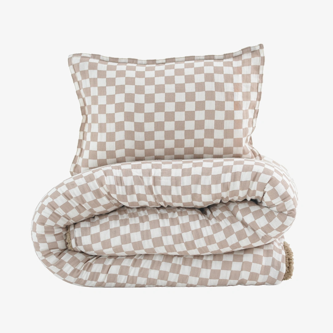 Reversible Baby Blanket With 1 Pillow & 1 Pillow Cover - Toasted Marshmallow