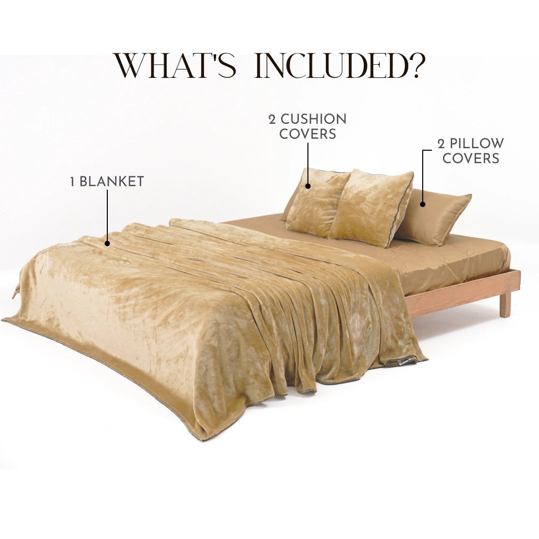 ZARF ALL-SEASON PREMIUM AC BLANKET SET OF 5 - Taupe