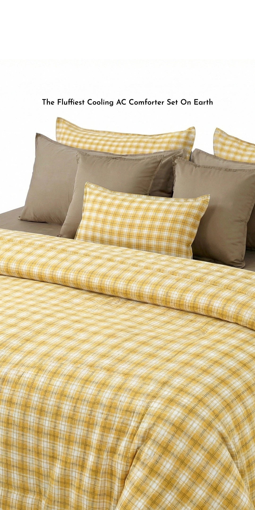Linen Blend AC Comforter With 2 Pillow Cases and 1 Breakfast Pillow - Maple