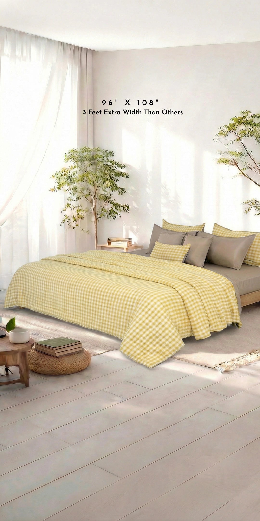 Linen Blend AC Comforter With 2 Pillow Cases and 1 Breakfast Pillow - Maple