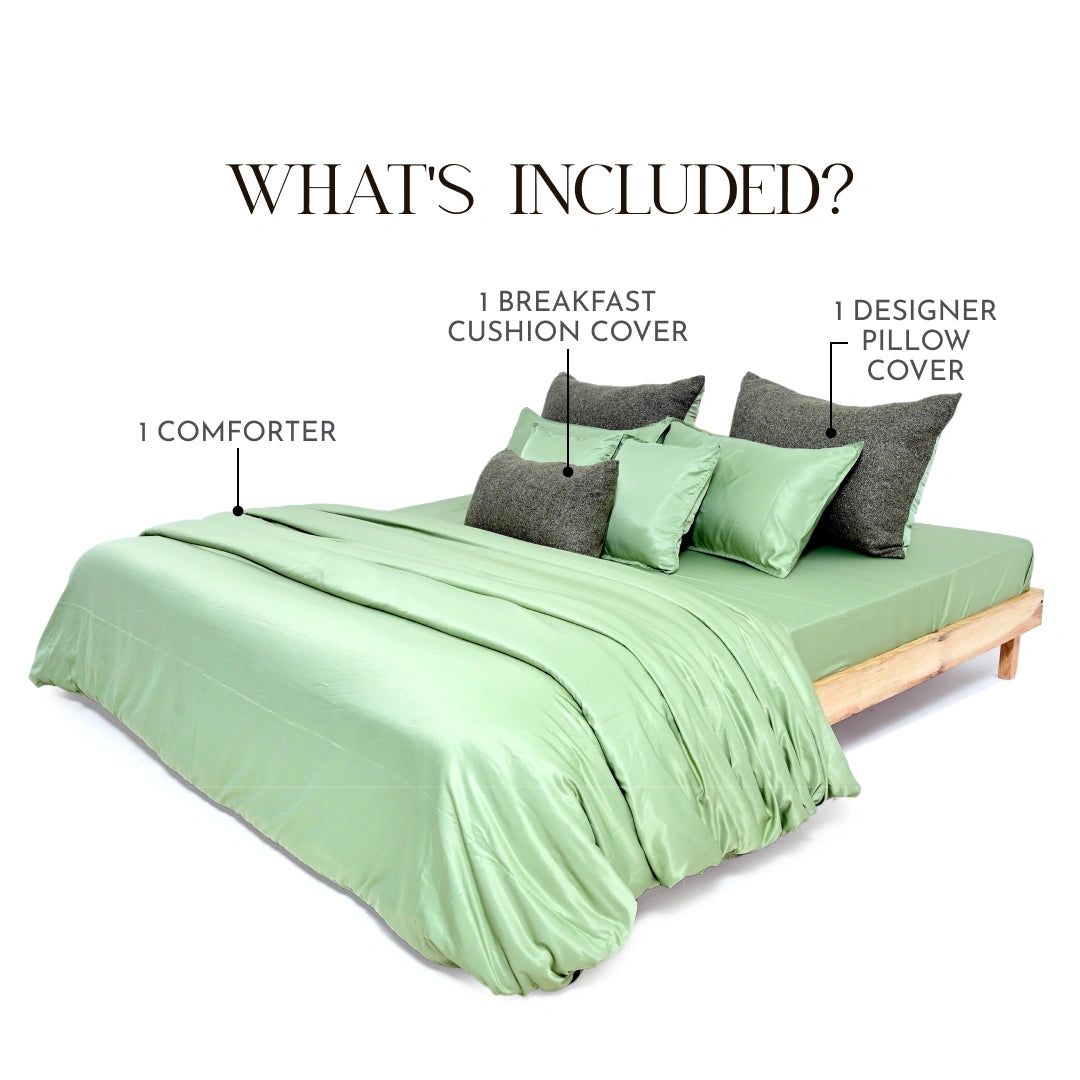 ZARF Italian Staple Weave Baby Size Comforter With 1 Designer Pillow Case & 1 Breakfast Cushion Cover - Aeris