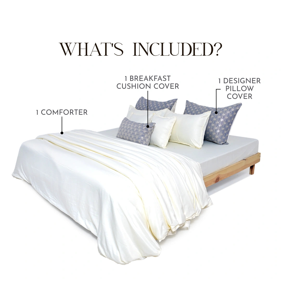 ZARF Italian Staple Weave Baby Size Comforter With 1 Designer Pillow Case & 1 Breakfast Cushion Cover - Papillon