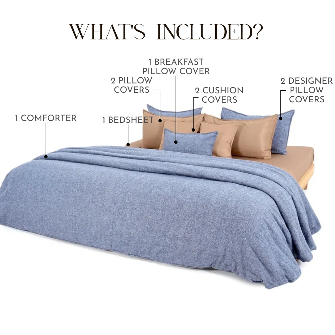 Zarf Linen Blend Bedding Set Of 9 - Fleck