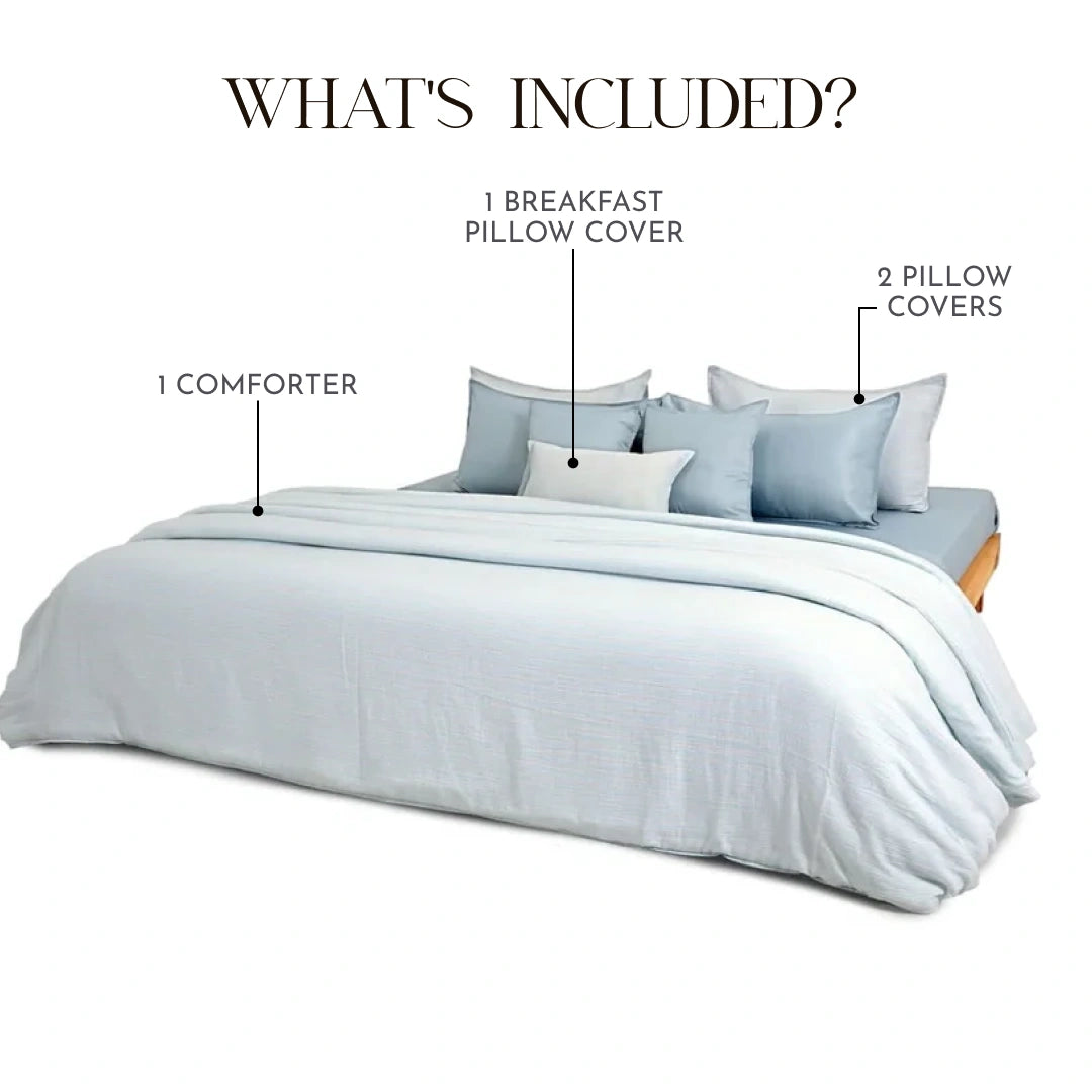 Linen Blend AC Comforter With 2 Pillow Cases and 1 Breakfast Pillow - Mirelle