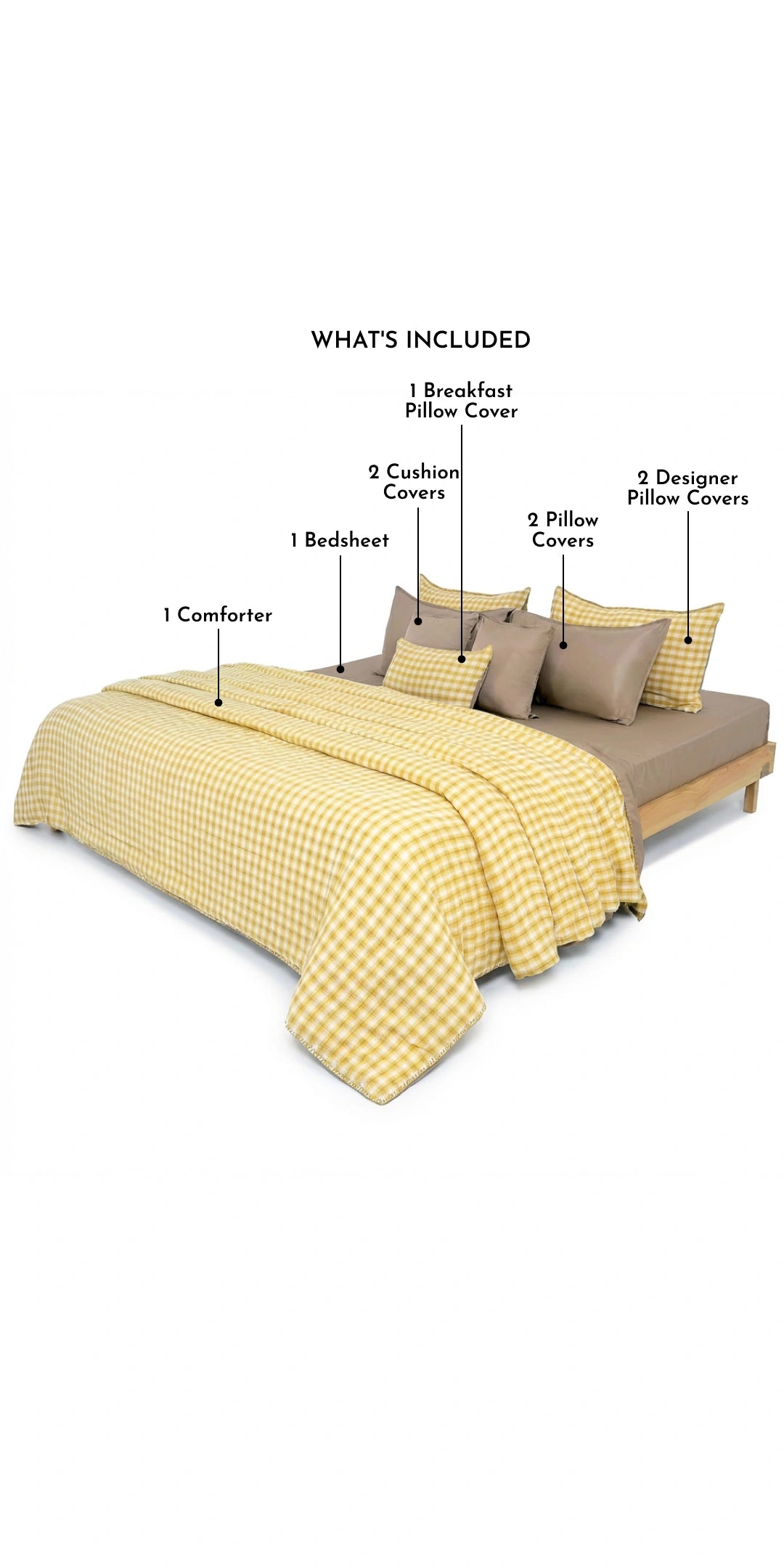 Zarf Linen Blend Bedding Set Of 9 For Single Size Bed -Maple