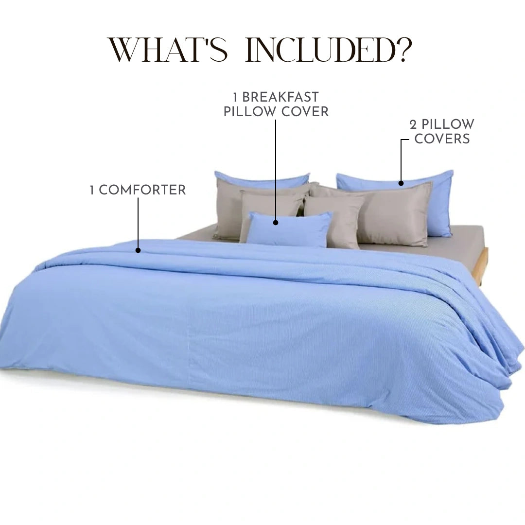 Linen Blend AC Comforter With 2 Pillow Cases and 1 Breakfast Pillow - Tranquil