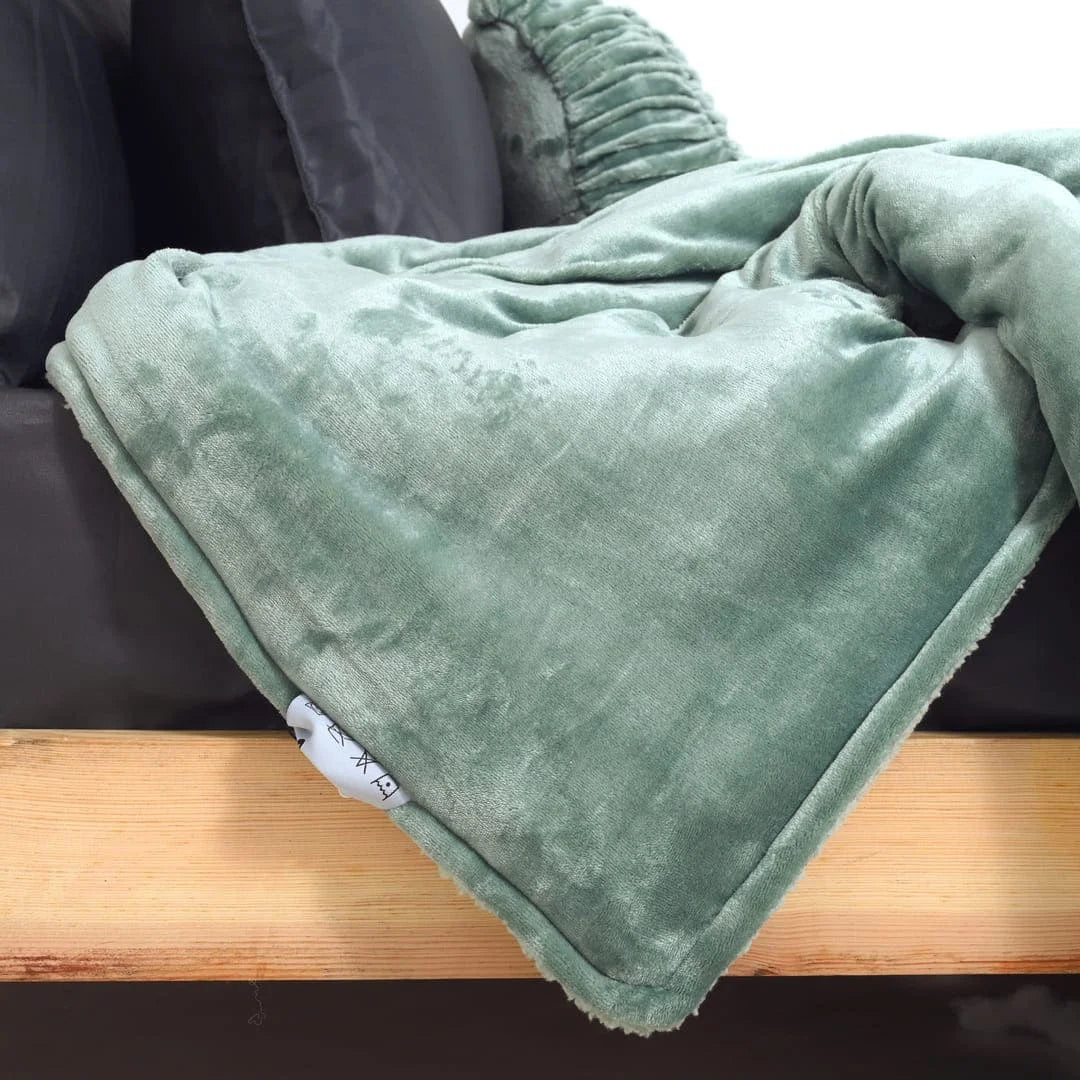 Zarf California King Size Reversible Quilt With 2 Cushion Covers - Seafoam