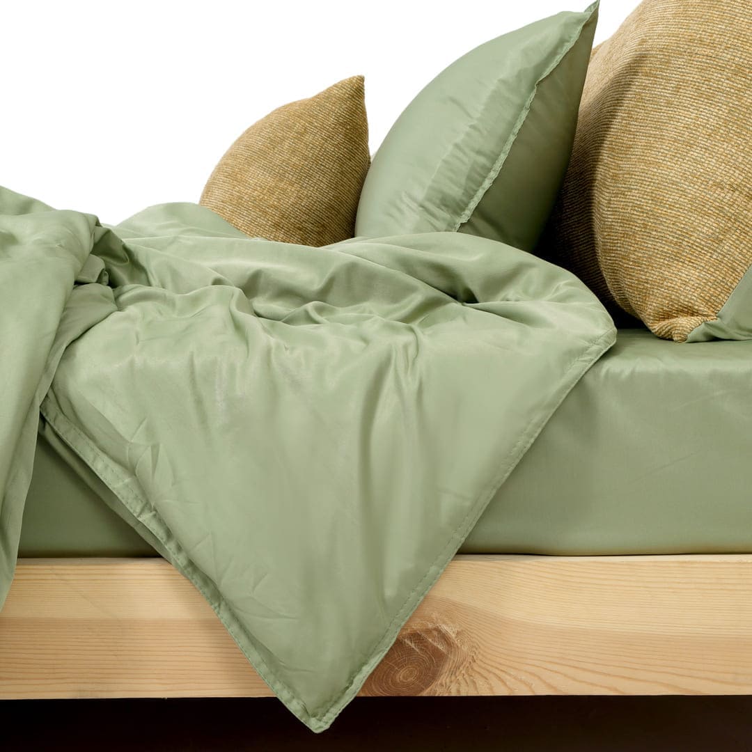 ZARF Italian Staple Weave Comforter With 2 Designer Pillow Cases 1 Breakfast Cushion Cover - Linden