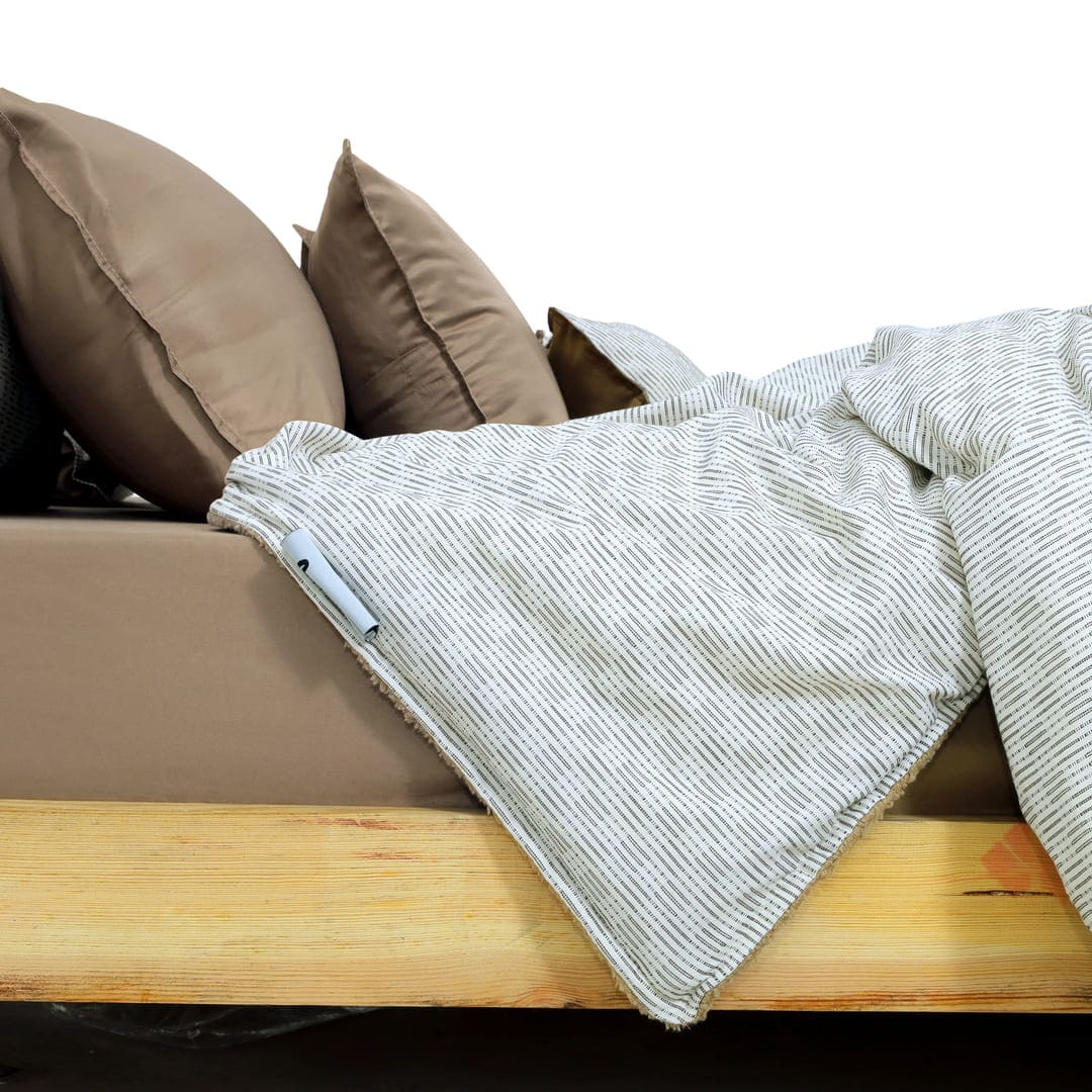 Zarf California King Size Reversible Quilt  With 2 pillowcases and 1 Breakfast Cushion cover (Limited edition) - Latte