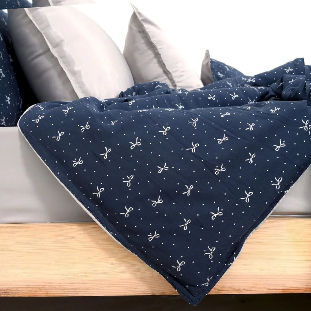 Linen Blend AC Comforter With 2 Pillow Cases and 1 Breakfast Pillow For Single Size Bed- Ruban