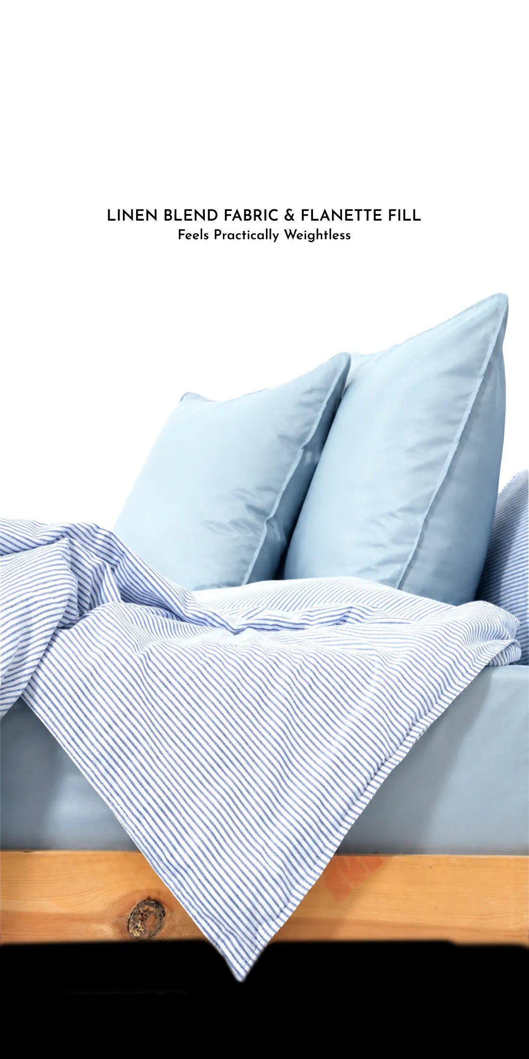 Linen Blend AC Comforter With 2 Pillow Cases and 1 Breakfast Pillow - Breeze