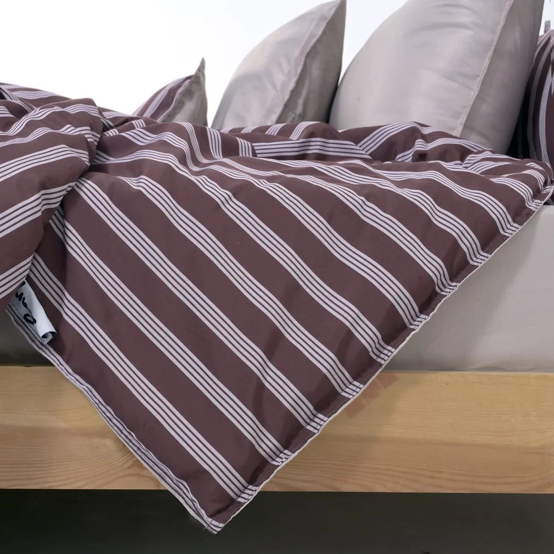 Linen Blend AC Comforter With 2 Pillow Cases and 1 Breakfast Pillow - Truffle