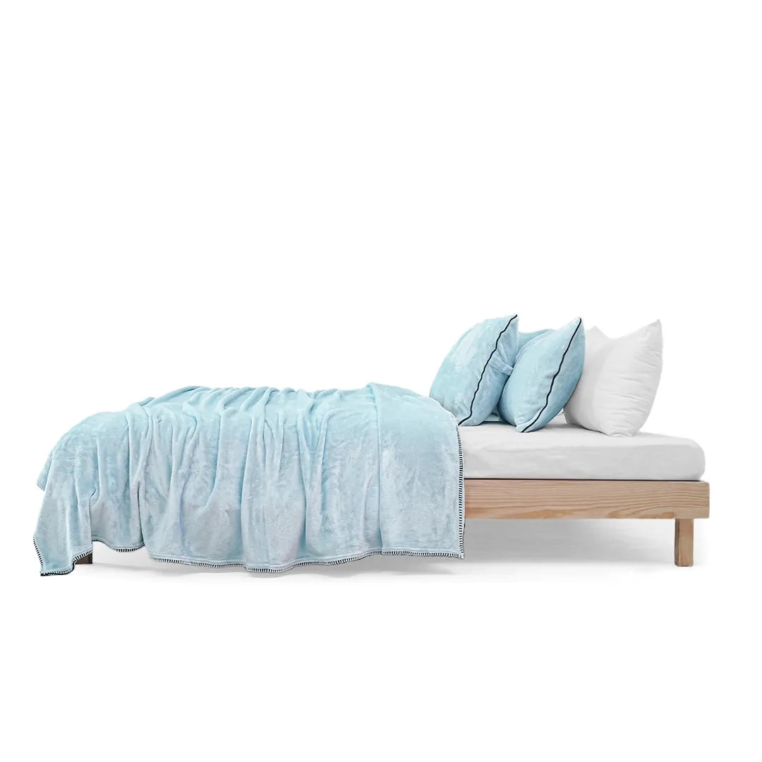 Zarf All-Season Premium AC Blanket With Two Pillow Covers & Two Cushion Covers - Powder Blue