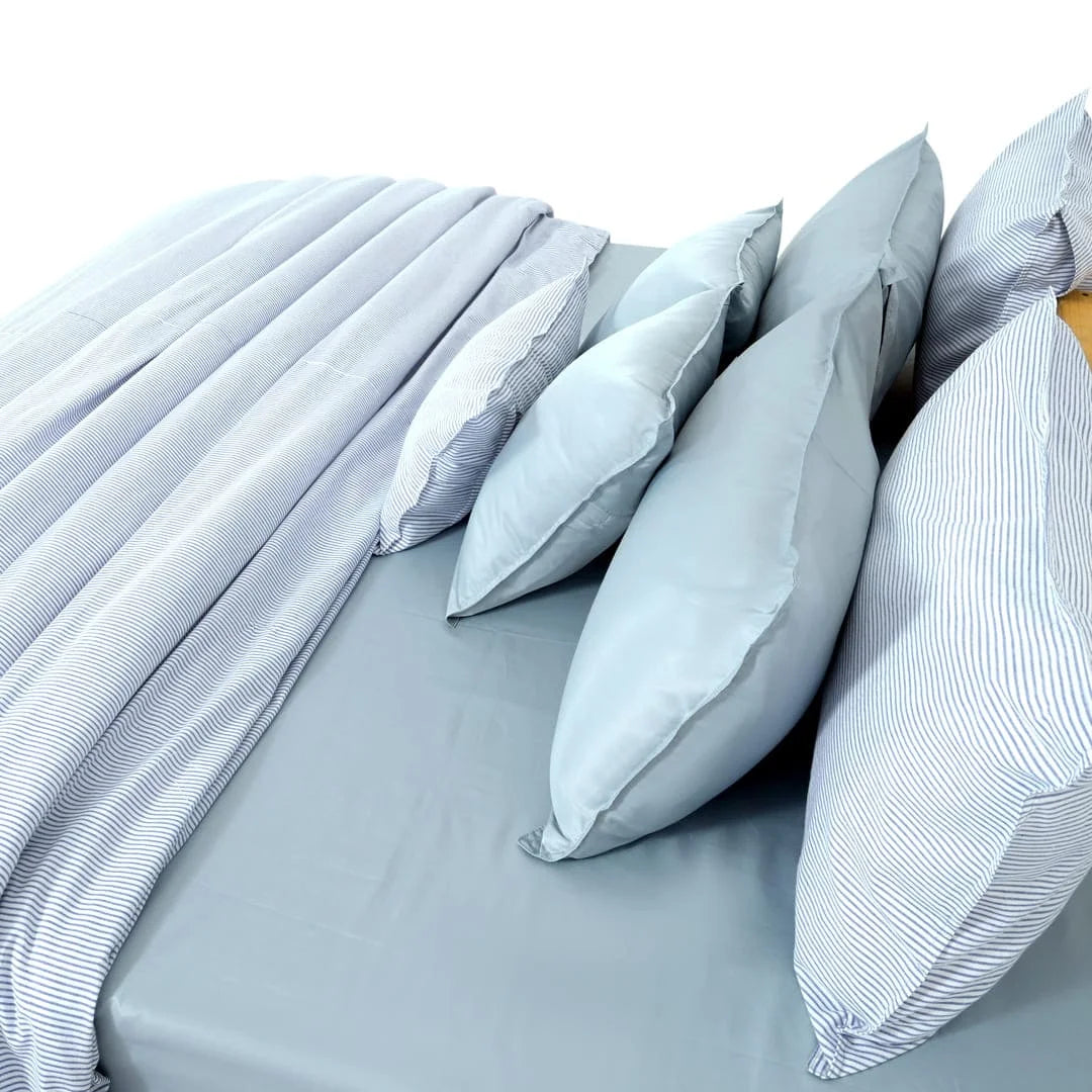 Zarf Linen Blend Bedding Set Of 9 - Breeze