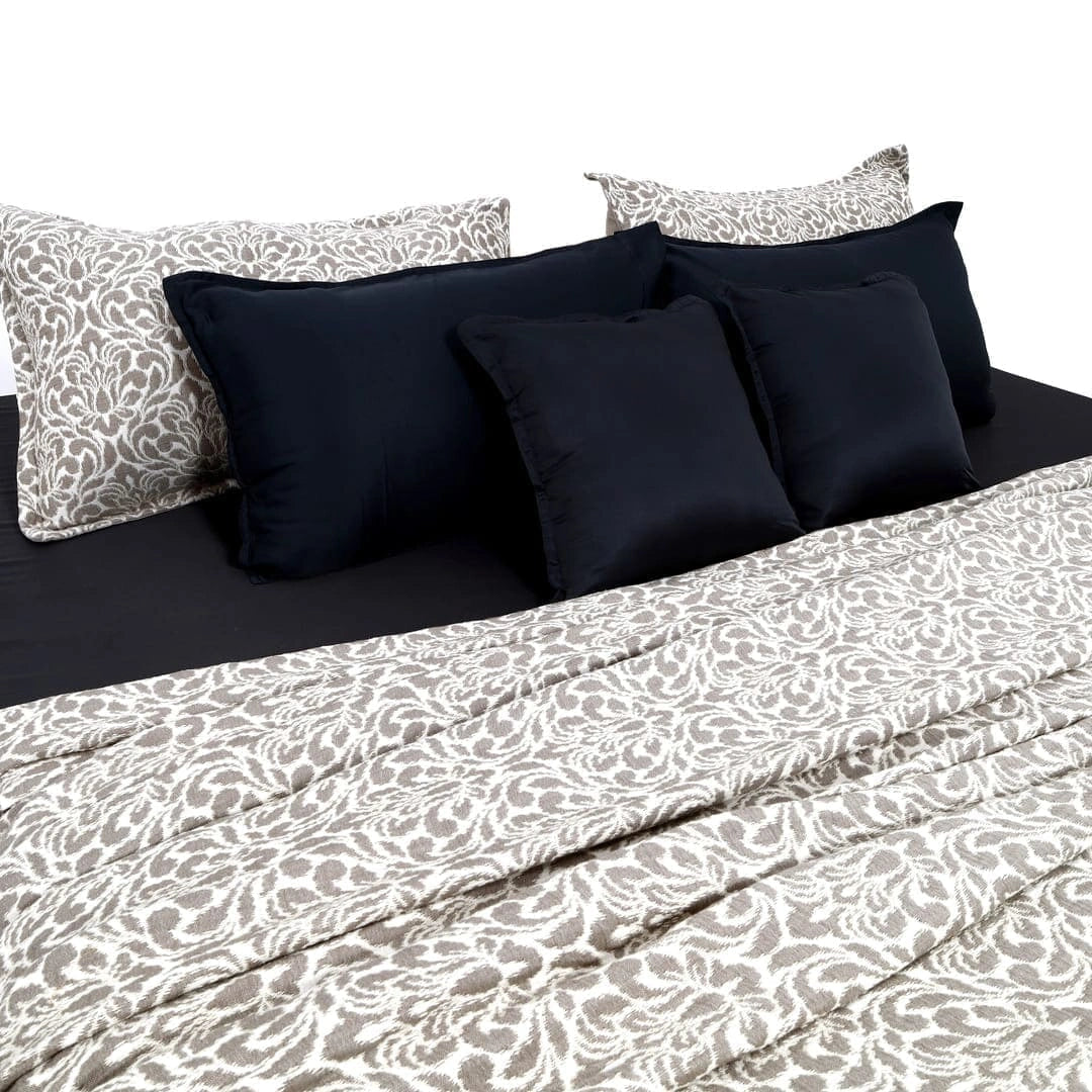 Zarf King Size Pure Cotton Cottage Comforter with 2 Pillowcases - Oatshade