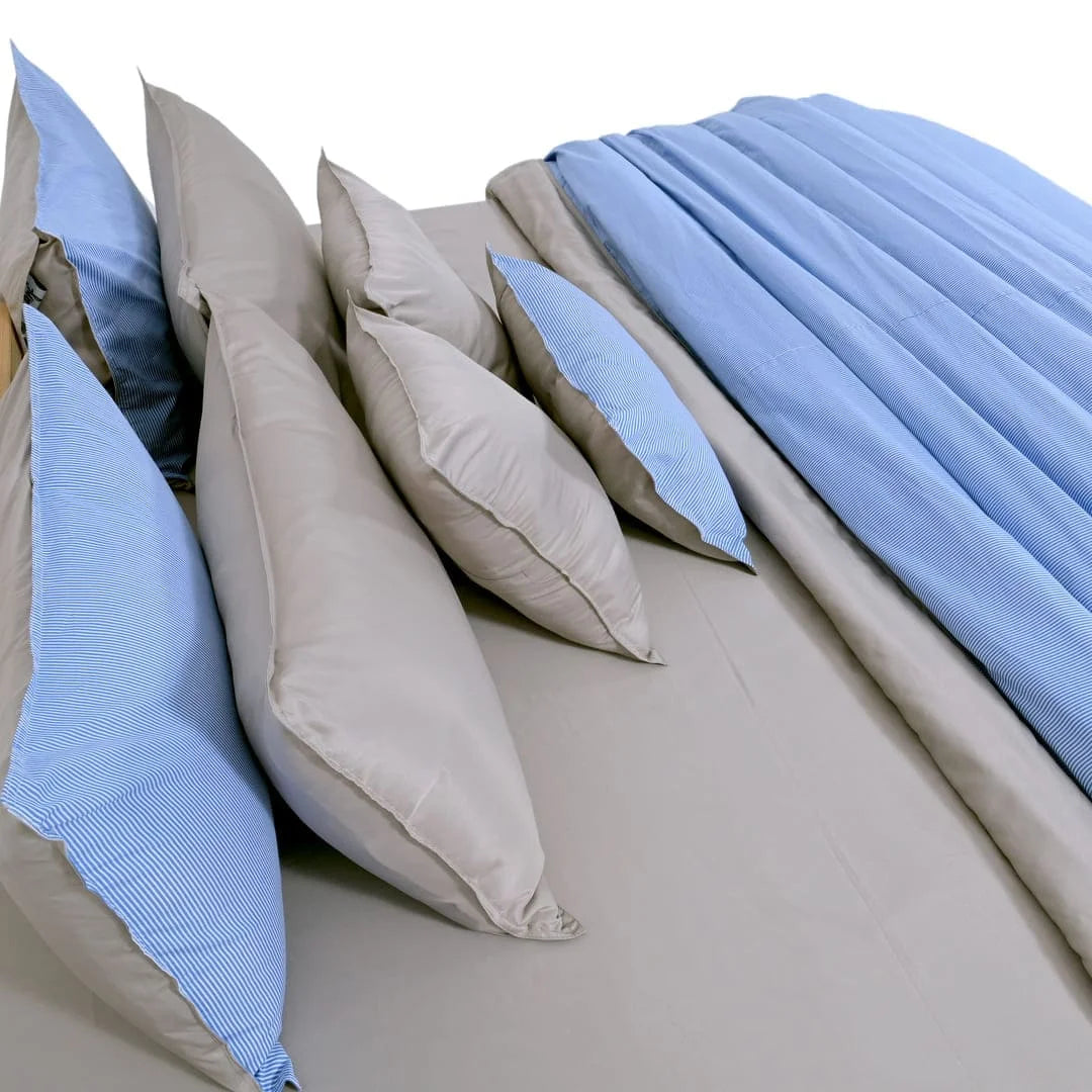 Linen Blend AC Comforter With 2 Pillow Cases and 1 Breakfast Pillow - Tranquil