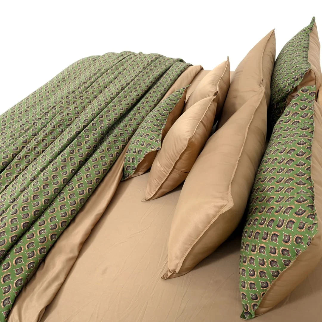 Linen Blend AC Comforter With 2 Pillow Cases and 1 Breakfast Pillow - Vanya (Limited Edition)