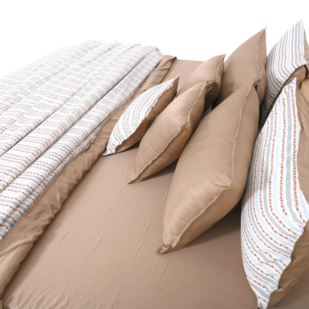 Linen Blend AC Comforter With 2 Pillow Cases and 1 Breakfast Pillow - Fresa