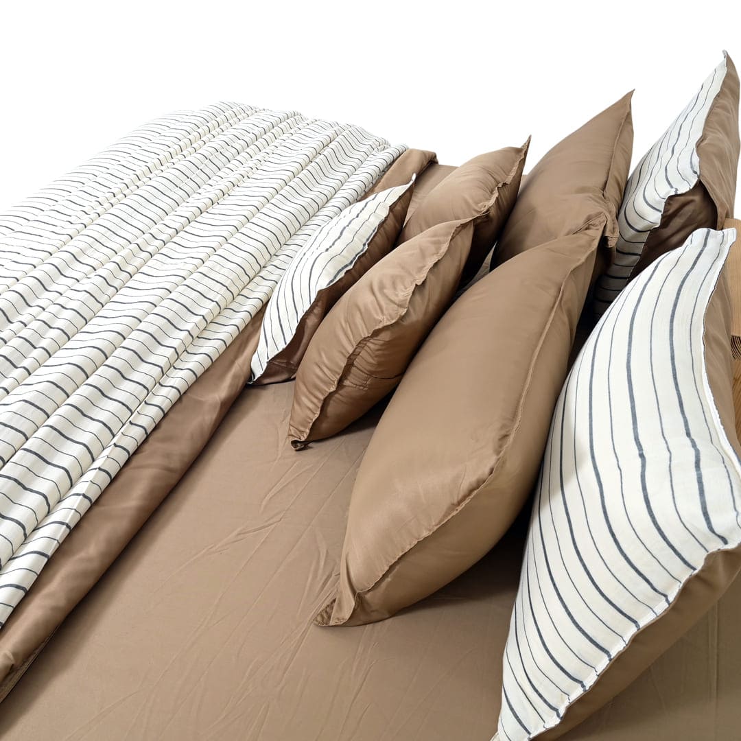 Linen Blend AC Comforter With 2 Pillow Cases and 1 Breakfast Pillow - Arden