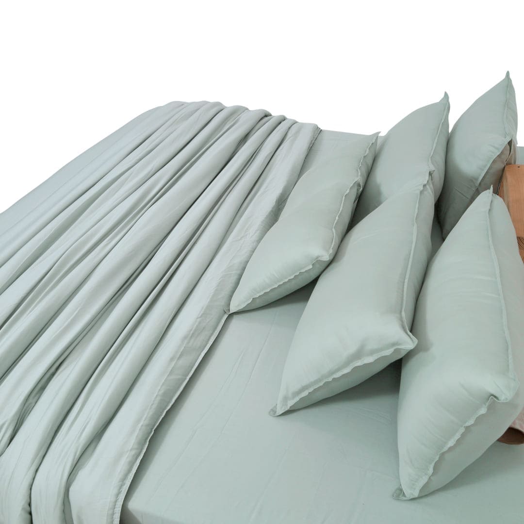 Zeries Egyptian Cotton Bedsheets With 2 Pillow Cases & 2 Cushion Covers - Cyan