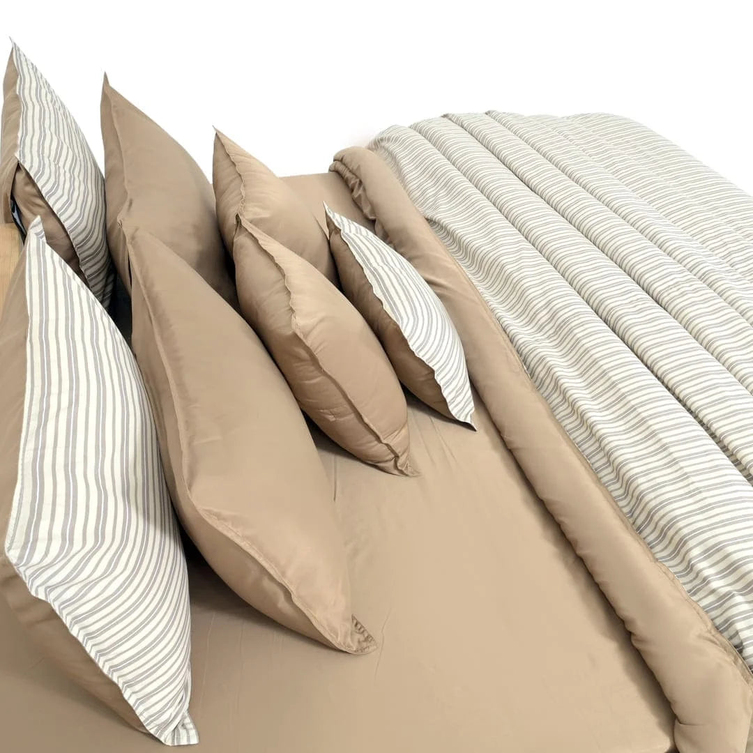 Linen Blend AC Comforter With 2 Pillow Cases and 1 Breakfast Pillow - Vesper