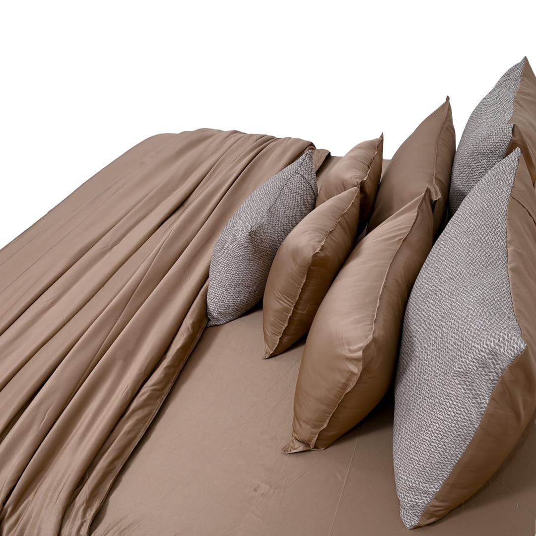 ZARF Italian Staple Weave Comforter With 2 Designer Pillow Cases 1 Breakfast Cushion Cover - Cove