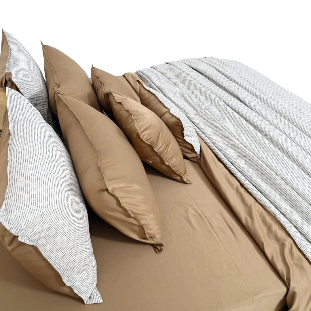 Linen Blend AC Comforter With 2 Pillow Cases and 1 Breakfast Pillow - Arctic