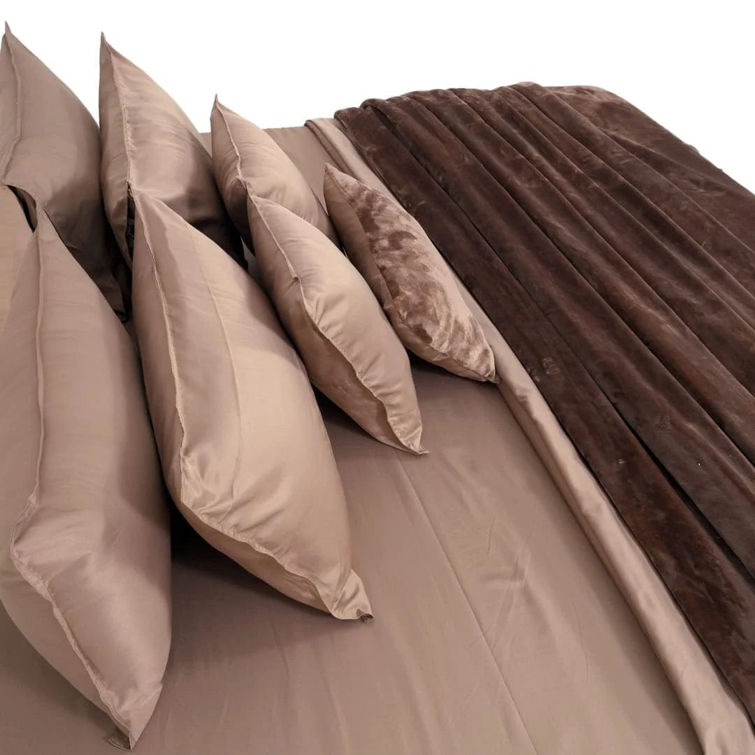 Zarf Premium AC Dohar With Two Pillow Covers & One Breakfast Cushion Cover - Brownstone