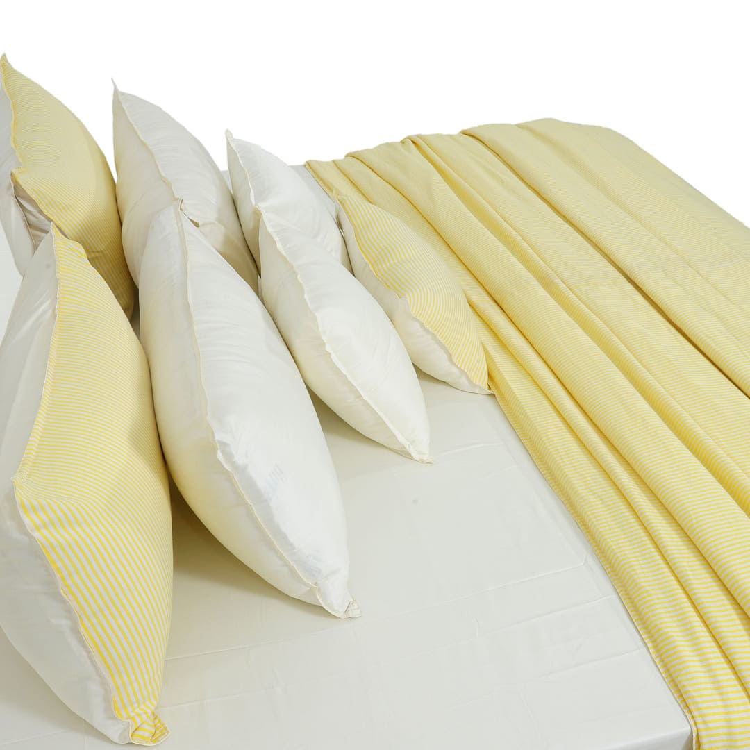 Linen Blend AC Comforter With 2 Pillow Cases and 1 Breakfast Pillow - Limone