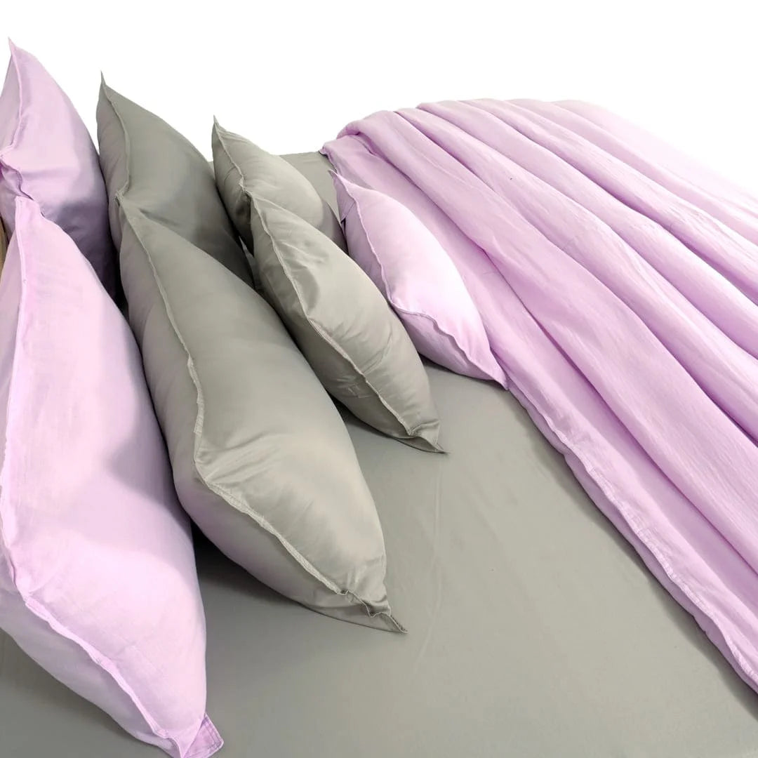 Linen Blend AC Comforter With 2 Pillow Cases and 1 Breakfast Pillow - Promenade