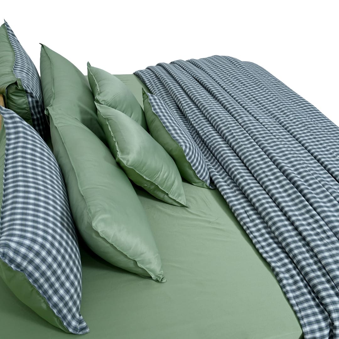 Linen Blend AC Comforter With 2 Pillow Cases and 1 Breakfast Pillow - Nordic