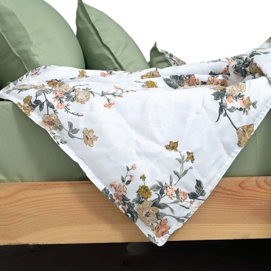 Linen Blend AC Comforter With 2 Pillow Cases and 1 Breakfast Pillow - Ember