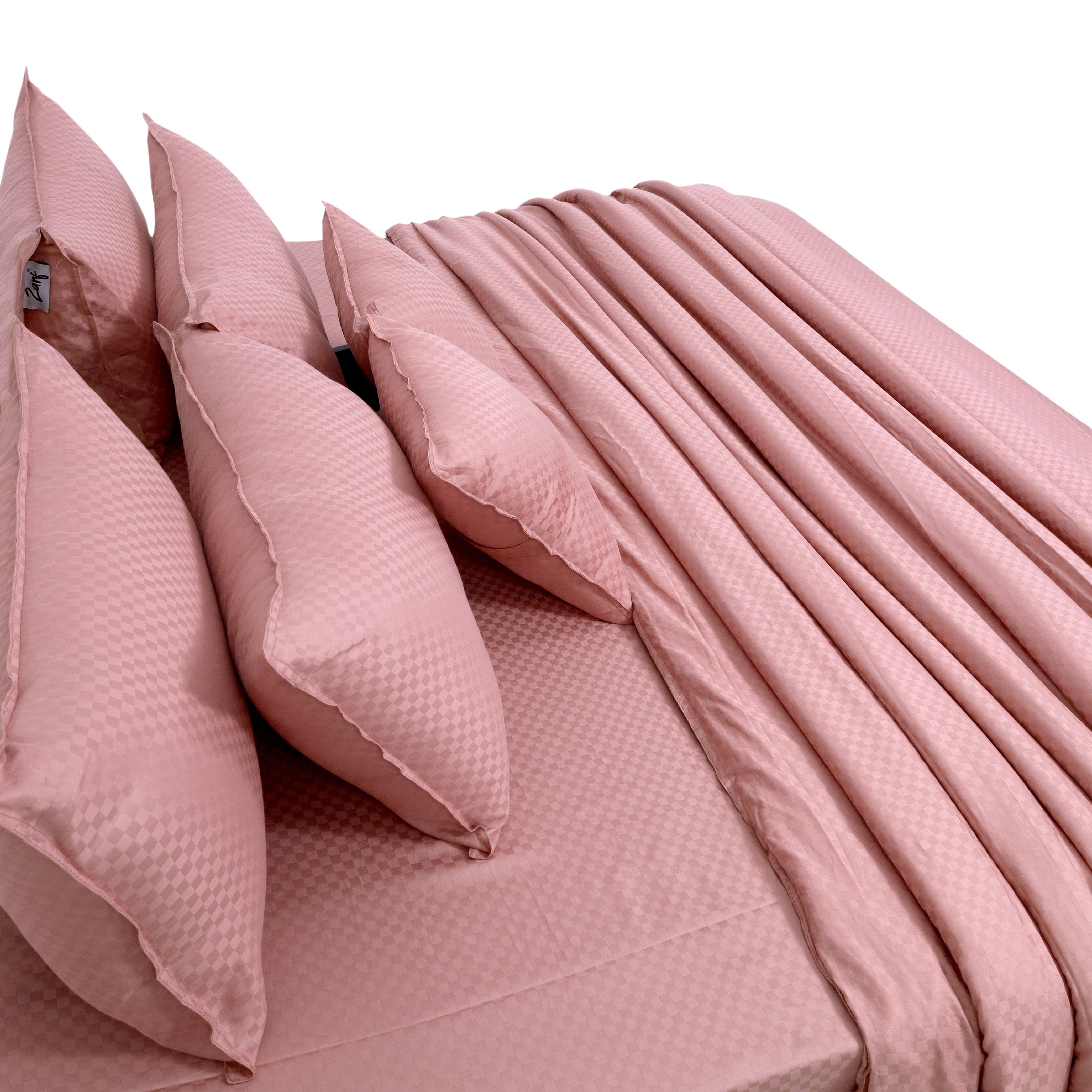 Zeries Egyptian Cotton Jacquard Bedsheets With 2 Pillow Cases & 2 Cushion Covers - Petal