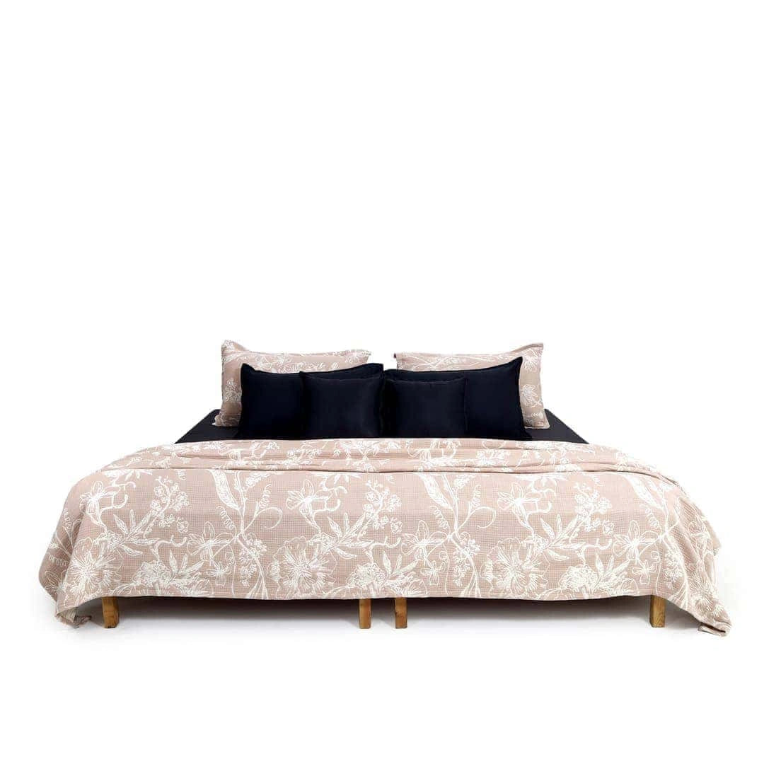 Zarf King Size Pure Cotton Cottage Blanket with 2 Pillowcases - Candyfloss