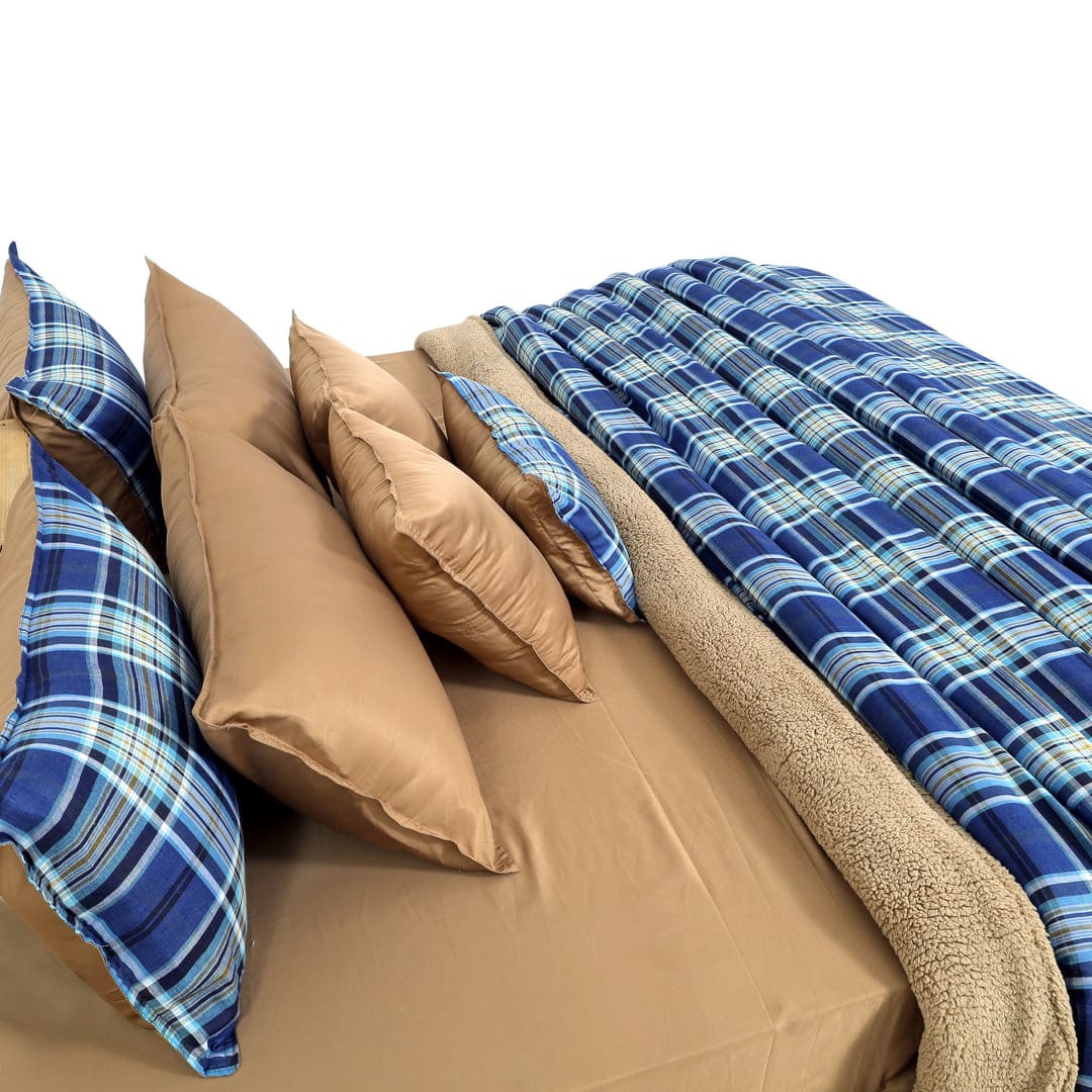 Zarf California King Size Reversible Quilt  With 2 pillowcases and 1 Breakfast Cushion cover - Calder