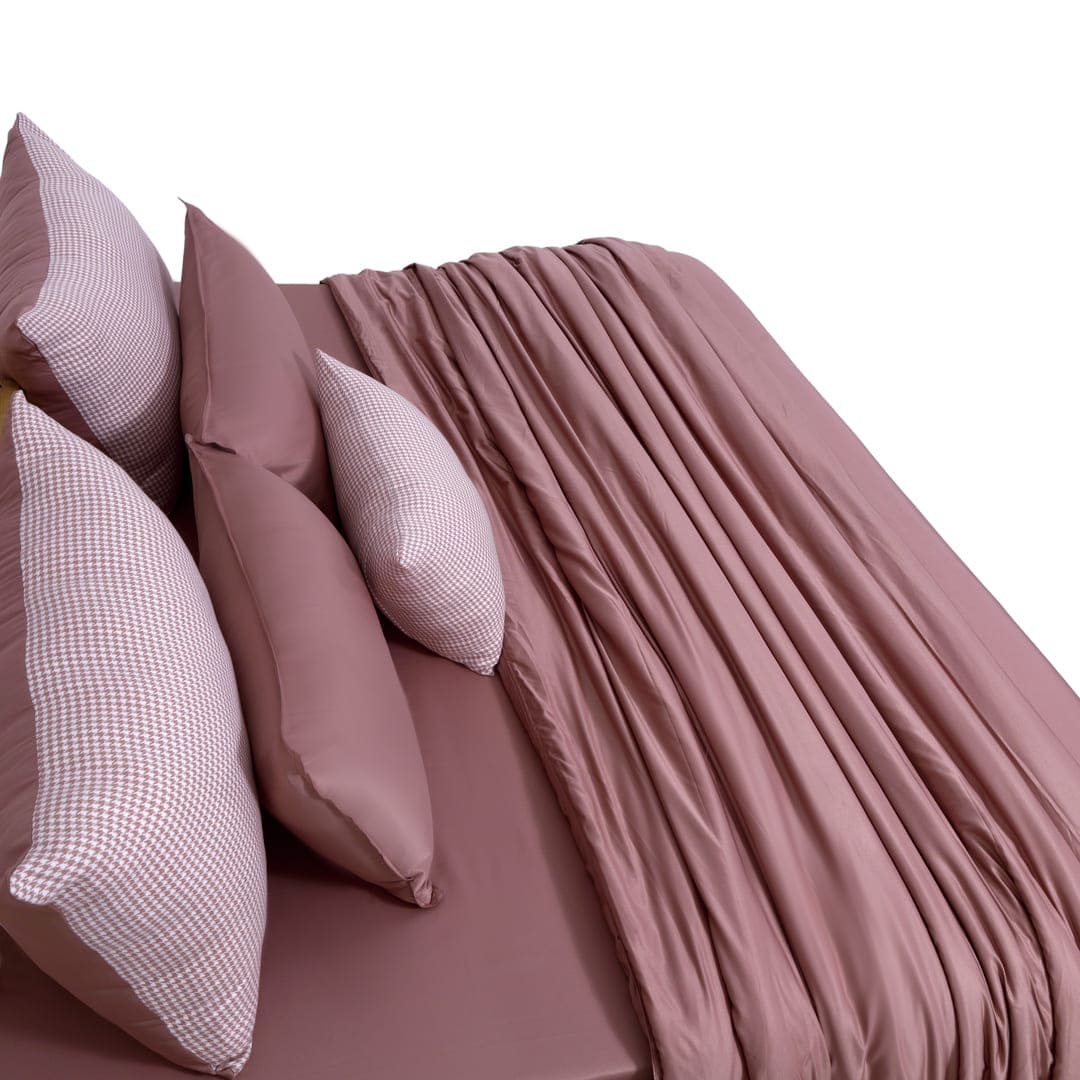 ZARF Italian Staple Weave Comforter With 2 Designer Pillow Cases 1 Breakfast Cushion Cover - Sorbet