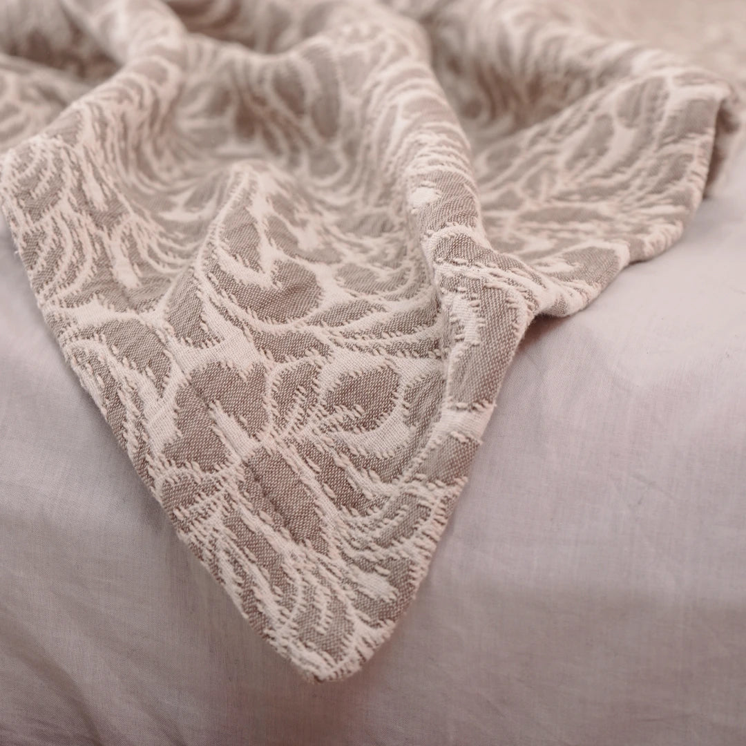 Zarf King Size Pure Cotton Cottage Blanket with 2 Pillowcases - Oatshade