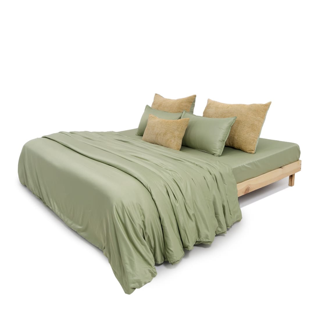 ZARF Italian Staple Weave Comforter With 2 Designer Pillow Cases 1 Breakfast Cushion Cover - Linden