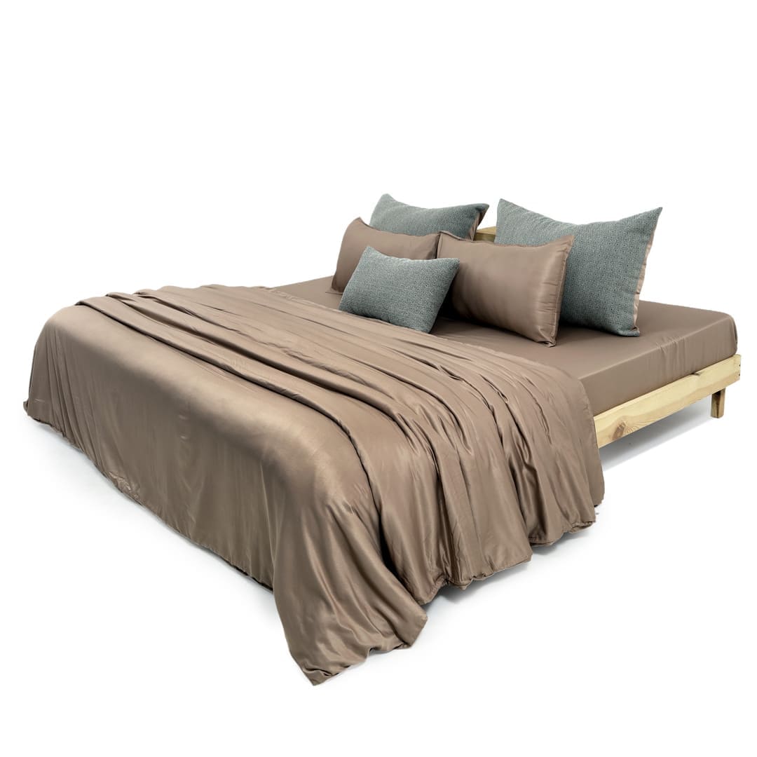 ZARF Italian Staple Weave Comforter With 2 Designer Pillow Cases 1 Breakfast Cushion Cover - Dustwood